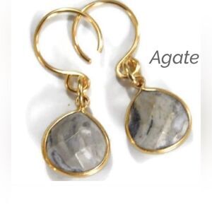 Handcrafted USA Gemstone Briolette Genuine Agate Teardrop Earrings – NWT